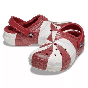 Crocs Classic Lined Holiday Christmas Candy Cane Clogs Shoes Unisex NEW